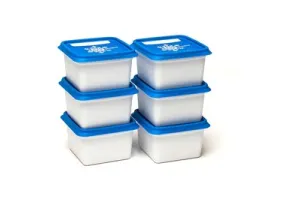 Alaska diepvriesdozen - 6x200ml - Diepvries vershousbakjes - Stapelbare bewaarbakjes - BPA-vrij - Microgolfoven veilig - Wit&amp;Blauw
