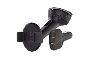 Belkin Telefoonhouder Auto Dashboard/Voorruit + BlueBuilt Autolader Quick Charge 18W