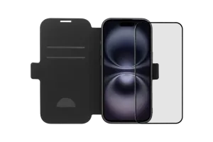 BlueBuilt Apple iPhone 17 Book Case Leer Zwart + BlueBuilt iPhone 17 Screenprotector Glas