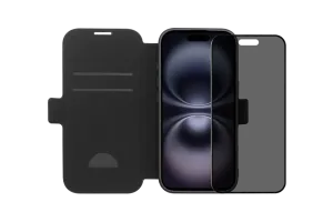BlueBuilt Apple iPhone 17 Book Case Leer Zwart + iPhone 17 Privacy Screenprotector Glas