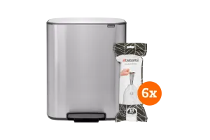 Brabantia Bo Pedal Bin 60 Liter Rvs Fingerprint proof + Vuilniszakken (120 stuks)