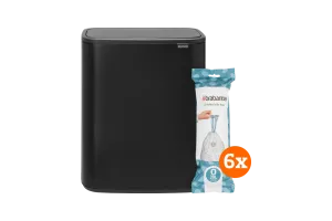 Brabantia Bo Touch Bin 2 x 30 Liter Matt Black + Vuilniszakken (120 stuks)