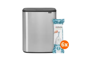 Brabantia Bo Touch Bin 2 x 30 Liter Rvs Fingerprint Proof + Vuilniszakken (120 stuks)
