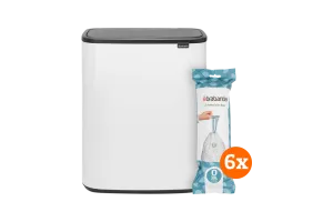 Brabantia Bo Touch Bin 2 x 30 Liter White + Vuilniszakken (120 stuks)