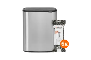 Brabantia Bo Touch Bin 60 Liter Rvs Fingerprint Proof + Vuilniszakken (120 stuks)