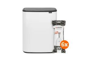 Brabantia Bo Touch Bin 60 Liter White + Vuilniszakken (120 stuks)