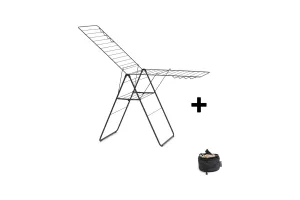Brabantia HangOn Droogrek 25m - Inklapbaar Wasrek - met Wasknijpertasje - Matt Black