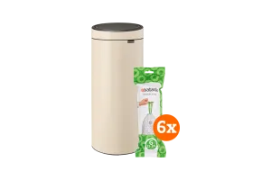 Brabantia Touch Bin 30 Liter Soft Beige + Vuilniszakken (120)