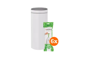 Brabantia Touch Bin 30 Liter White + Vuilniszakken (120 stuks)
