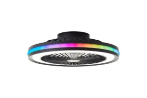 Brilliant Palmero - Plafondventilator - Plafondventilator - LED 40W - 3000K-6500K - Dimbaar - Zwart