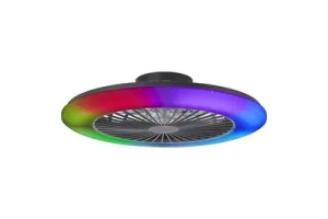 Brilliant Salerno - Plafondventilator - Met verlichting - LED 48W - 3000K-6500K - 58cm - Dimbaar - Zwart- Zeer stil