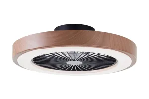 Brilliant Slimline - Plafondventilator - Met verlichting - LED 40W - 3000K-6500K - Dimbaar - Zwart met Houtstructuur rand - Zeer stil