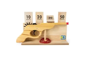 BS Toys Elastiek Pistool Schietspel - Mik en Schiet Speelgoed vanaf 6 Jaar - Houten Actiespel