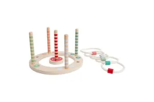 BS Toys Ringwerpen Werpspel - Buitenspeelgoed vanaf 4 jaar - Ring Gooien Speelgoed - Werpspel Kinderen - 5 ringen - Werpspel hout - Buiten speelgoed - Buitenspel - Buiten Spellen - Tuin Speelgoed - Houten speelgoed - Cadeau Kind