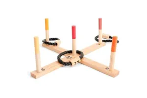 BS Toys Ringwerpen Werpspel - Buitenspeelgoed vanaf 6 Jaar - Ring Gooien - Werpspel kinderen - 5 Ringen - 50x50x10 cm - Ring Toss - Werpspel hout - Spelletjes kinderen - Buiten speelgoed - Buitenspel - Buiten Spellen - Tuin Speelgoed - Cadeau kind