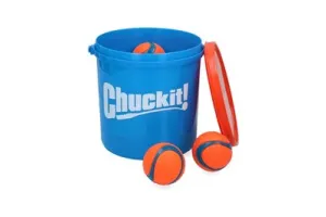Chuckit! Bucket 8 Ballen maat M Ø 6 cm - Hondenbal - Apporteerspeelgoed - Hondenspeelgoed - Drijvend honden speelgoed - Oranje