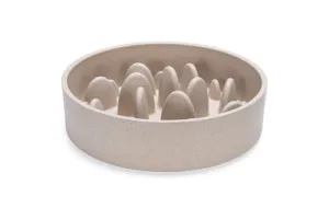 Designed by Lotte Anti Schrokbak Pom - Hondenvoerbak - Slowfeeder hond - Bamboo - Beige - 21 cm - 1430 ml
