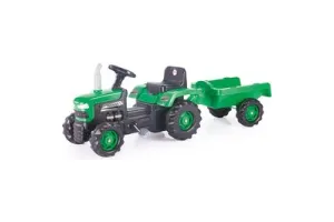 Dolu Traptractor Met Aanhanger &amp; Claxon Groen/zwart