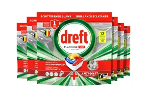 Dreft Platinum Plus All In One Vaatwastabletten Anti-dofheidstechnologie - 6 x 12 Capsules
