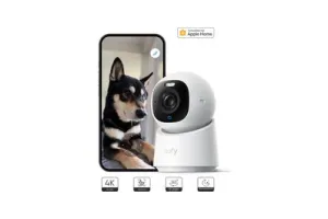 eufy Security Indoor camera E30 - Indoor Cam - Huisdiercamera met app - Petcam; 4K UHD - Pan & Tilt - AI Mens- en Huisdierdetectie - Kleurennachtzicht - Compatibel met Apple HomeKit - Tweewegcommunicatie - Lokale Opslag - Geen Abonnementskosten