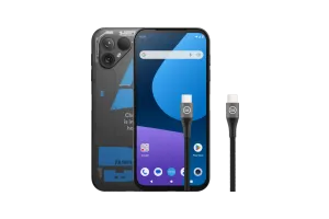 Fairphone 5 256GB Transparant 5G + BlueBuilt Usb C Kabel 1,5m Nylon Zwart