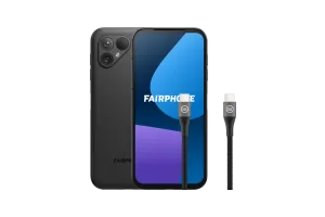 Fairphone 5 256GB Zwart 5G + BlueBuilt Usb C Kabel 1,5m Nylon Zwart