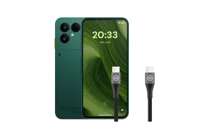 Fairphone 6 256GB Groen 5G + BlueBuilt Usb C naar Usb C Kabel 1,5m Nylon Zwart