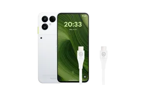 Fairphone 6 256GB Wit 5G + BlueBuilt Usb C naar Usb C Kabel 1,5m Nylon Wit