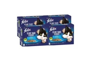 Felix Elke Dag Feest Vis Selectie in Gelei - Kattenvoer Natvoer - Tonijn Zalm Kabeljauw &amp; Schol - 48 x 85 g