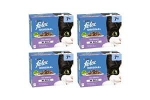 Felix Original in Gelei 7+ Senior Mix Selectie - Kattenvoer Natvoer - Rund Kip Kalkoen &amp; Zalm - 48 x 85 g