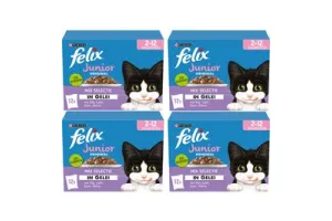 Felix Original Junior Mix Selectie in Gelei - Kattenvoer Natvoer - Kip Lam Zalm en Witvis - 48 x 85 g