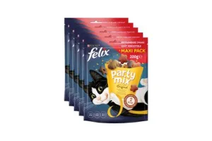 Felix Party Mix Original - Kattensnacks - Kattensnoepjes - Kip Kalkoen &amp; Lever - 5 x 200 g
