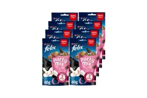 Felix Party Mix Pic Nic - Kattensnacks - Kattensnoepjes - Kip Kalkoen &amp; Kaas - 8 x 60 g