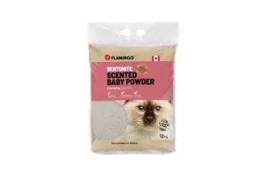 Flamingo Kattenbakvulling Bentoniet met Babypoeder – 12 KG - Super Absorberend, Stofarm, Heerlijke Babypoedergeur, Ook Geschikt voor Kittens – Uit Canada