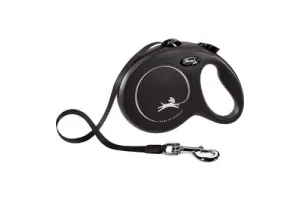 Flexi Classic Rollijn Tape - Hondenriem - L - 5 m - Zwart - Grote en Actieve Honden