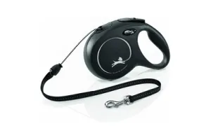 Flexi New Classic Koord - Rollijn Hondenriem - Zwart - M - 8 m - Middelgrote Honden