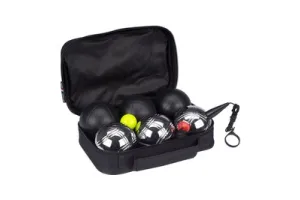 Get &amp; Go Jeu de Boules Set - Luxe - 6 Ballen - Zilver/Zwart - Staal