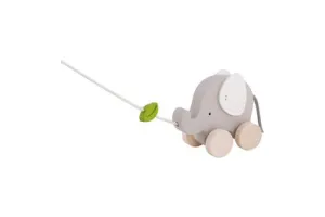 Goki Houten Trekdier Olifant met Blad