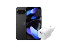Google Pixel 9 256GB Zwart 5G + BlueBuilt Oplader 30W Wit