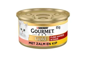 Gourmet Gold Fijne Hapjes - Kattenvoer Natvoer - Zalm &amp; Kip - 24 x 85 g