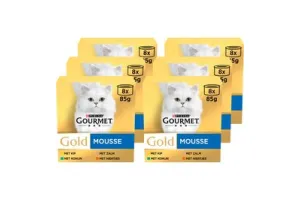 Gourmet Gold Mousse - Kattenvoer Natvoer - Kip Zalm Niertjes &amp; Konijn - 48 x 85 g