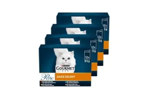 Gourmet Perle Sauce Delight - Kattenvoer Natvoer - Rund Kip Tonijn &amp; Zalm - 48 x 85 g