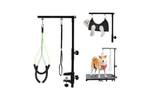 Groomzo RVS Trimtafel Beugel - Trimarm voor Trimtafel - Geschikt voor Trimtafels voor Honden en Hondentrimtafel - Past op Elke Tafel - Voor Alle Honden - Incl. Verstelbare Lussen