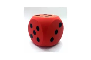 Grote dobbelsteen - rood - 16 x 16 cm - foam - groot formaat - dobbelspel dobbelsteen