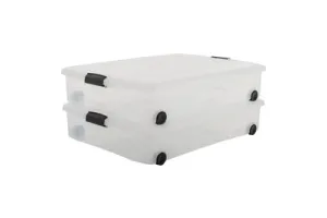 IRIS Clearbox Opbergbox - onder-het-bed - 50L - Transparant - Met Wielen - Set van 2