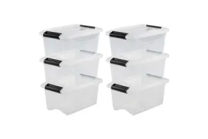 IRIS New Topbox Opbergbox - 5L - Kunststof - Transparant/Zwart - Set van 6