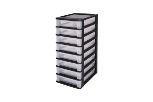 IRIS Organizer Chest ladesysteem A4 - 8 kleine lades - 8 x 4L - Kunststof - Zwart/Transparant