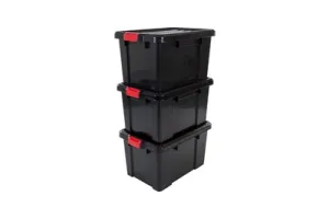 IRIS Powerbox Opbergbox - 50L - Kunststof - Zwart/Rood - Set van 3