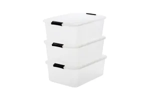 IRIS Topbox Opbergbox -30L - Kunststof - Transparant - Set van 3