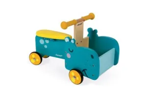 Janod - Nijlpaard Ride-On Houten Bakfiets - Loopfiets Met Ergonomische Handgrepen En Stille Wielen - Geschikt Vanaf 1 Jaar